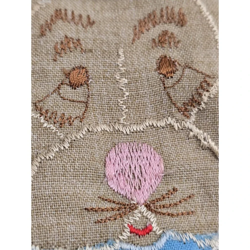 Quilted Handmade Puppy Dog Kitsch Wall Hanging Potholder Hobo Overall Sam Decor